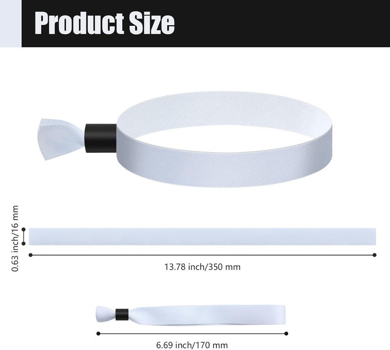 Comflora 100 Pcs Cloth Wristbands for Events - Disposable, Colored Wristbands (Color : White) - Image 2
